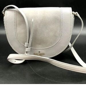 Kate Spade Light Grey Leather 'Luna Crescent' Shoulder Bag